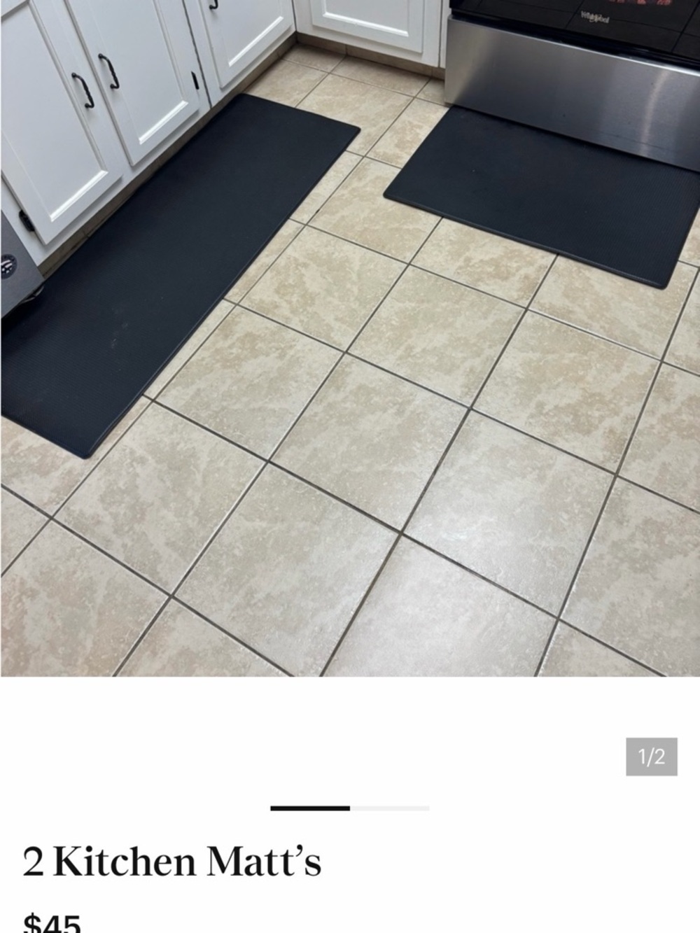 Non-Branded Black Kitchen Floor Mats - Set of 2